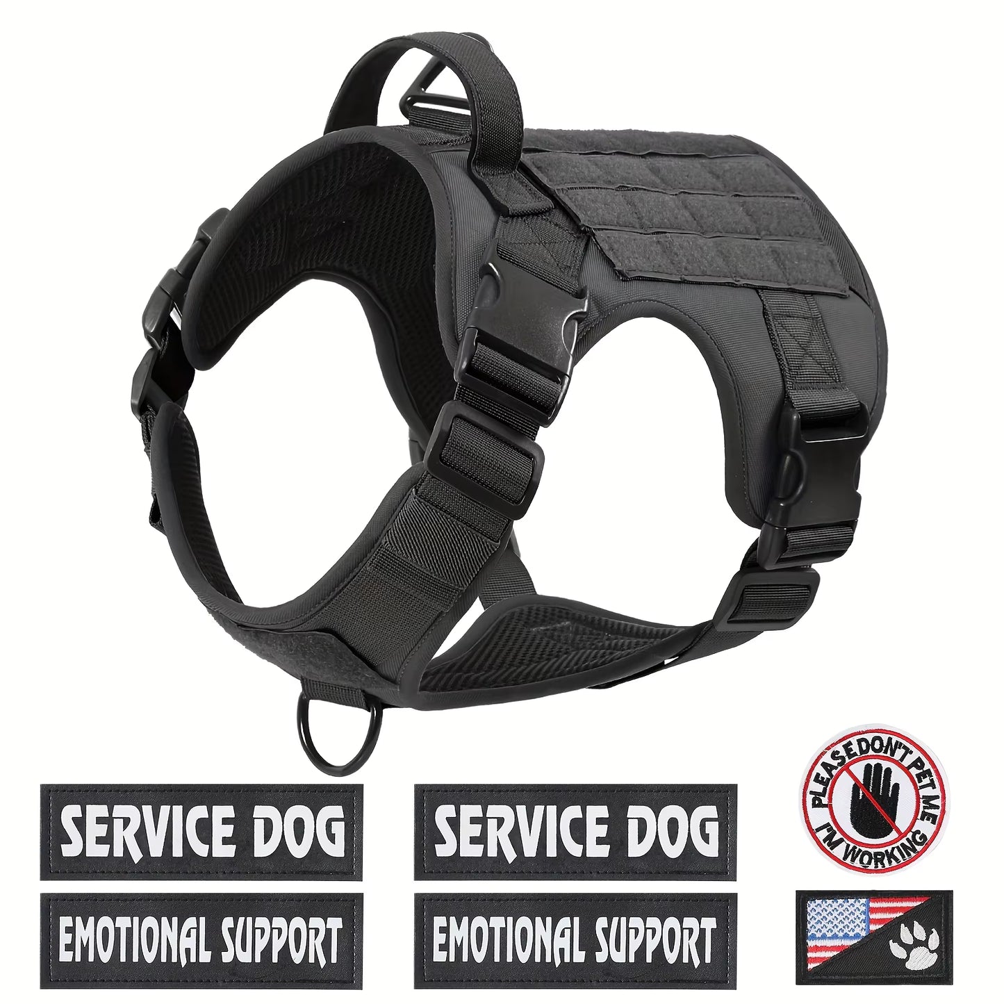 Tactical Dog Harness – Adjustable & Reflective No-Pull Tactical Dog Harness