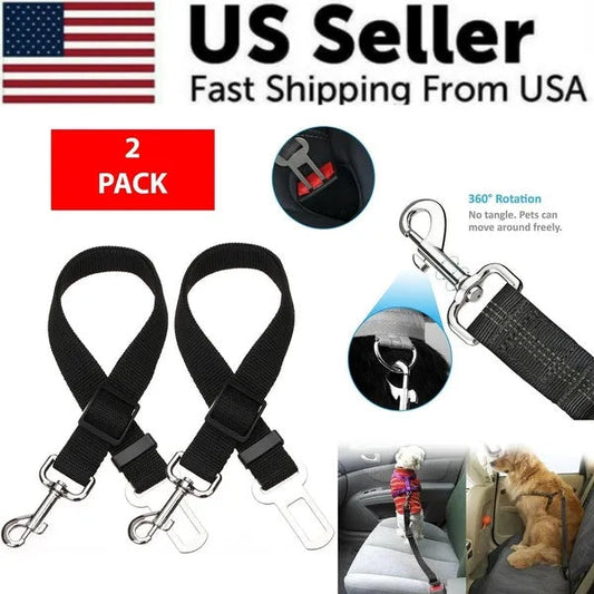 2PCS Pet Car Seatbelt – Adjustable Safety Harness for Dogs & Cats Travel