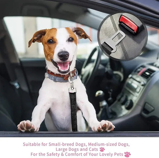 2PCS Pet Car Seatbelt – Adjustable Safety Harness for Dogs & Cats Travel