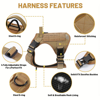 Tactical Dog Harness – Adjustable & Reflective No-Pull Tactical Dog Harness